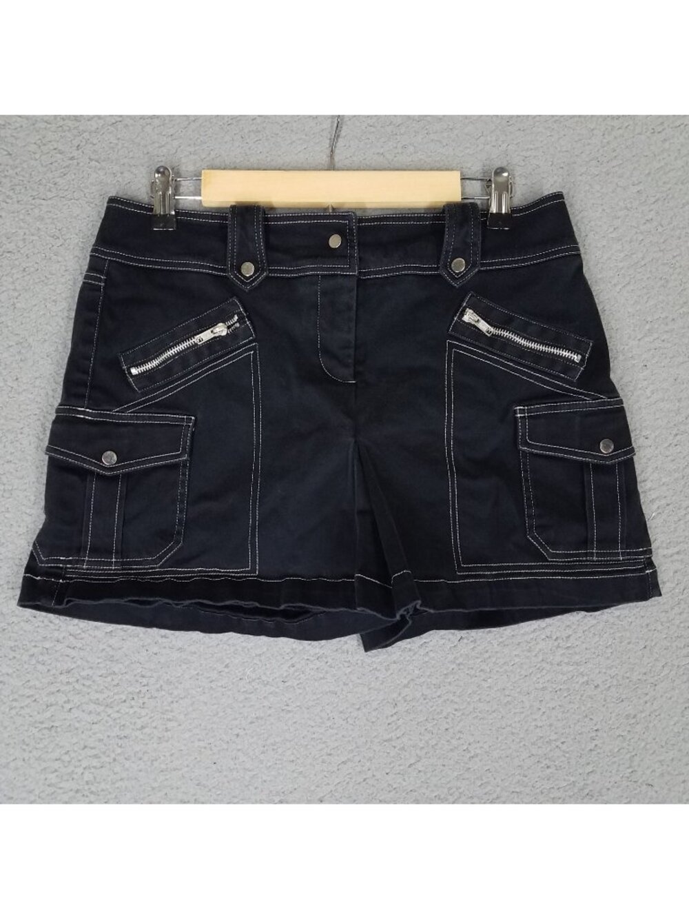 Cache Skort Women's 8 Cargo Utility Shorts Y2K Goth Punk Rock Black Stretch 4.5"